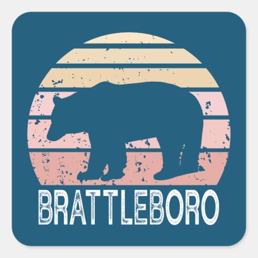 Sticker Carré Brattleboro Vermont Retro Bear (Devant)