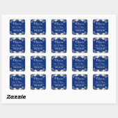 Sticker Carré Bravo à M. & Mme Blue Floral Mariage (Feuille)