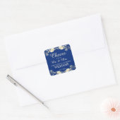 Sticker Carré Bravo à M. & Mme Blue Floral Mariage (Enveloppe)