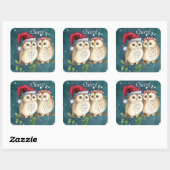 Sticker Carré Bravo du couple de chouettes de Noël (Feuille)