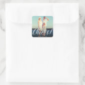 Sticker Carré Bravo Simple Script Calligraphie Nouvel An Photo (Sac)