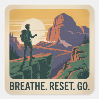 Sticker Carré Breathe. Reset. Go.