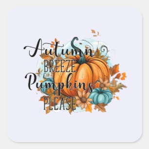 Sticker Carré Breeze d'automne, Citrouilles S'il vous plaît - Co