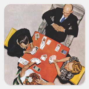 Sticker Carré Bridge Game par Norman Rockwell