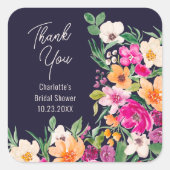 Sticker Carré Bright bold fleurs sauvages script douche de marié (Devant)