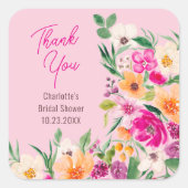 Sticker Carré Bright bold fleurs sauvages script douche de marié (Devant)