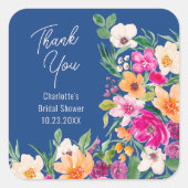 Sticker Carré Bright bold fleurs sauvages script douche de marié (Devant)