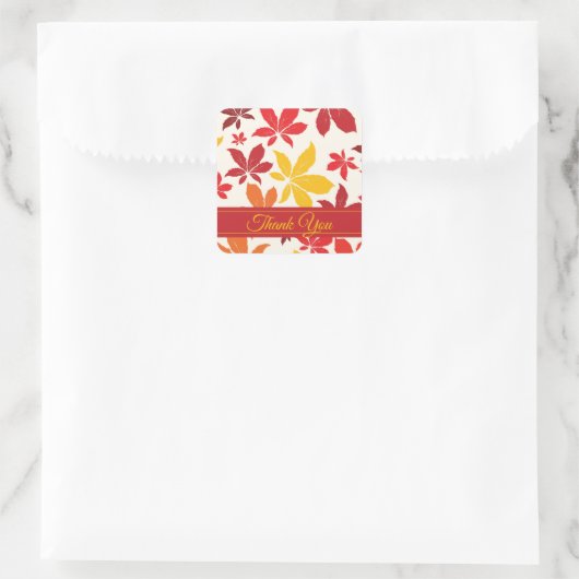 Sticker Carré Bright Fall Feuilles Merci Favoriser Balise (Sac)