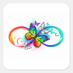 Sticker Carré Bright infinity with rainbow butterfly