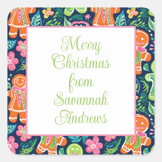 Sticker Carré Bright Palm Beach Gingerpain de Noël Cookies (Devant)