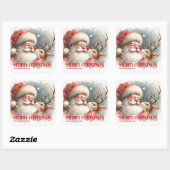 Sticker Carré Bright Personalized Santa and Rudolph Holiday Gift (Feuille)