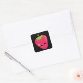 Sticker Carré Bright Strawberry sur Arrière - plan noir (Enveloppe)