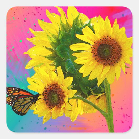 Sticker Carré Bright Sunflowers (Devant)