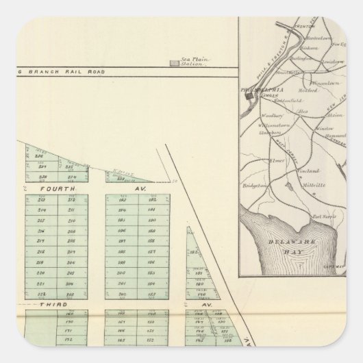 Sticker Carré Brighton Land Association, lac Spring adjacent (Devant)