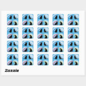 Sticker Carré brillant pour chats en pluie (Feuille)