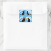 Sticker Carré brillant pour chats en pluie (Sac)