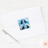 Sticker Carré brillant pour chats en pluie (Enveloppe)