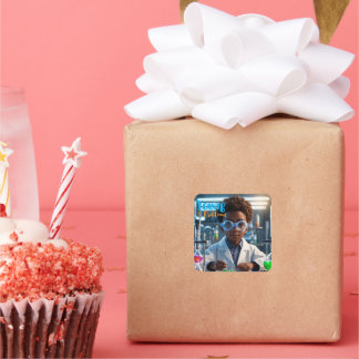 Sticker Carré Brilliant Young Scientist