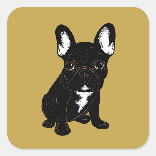 Sticker Carré Brindle French Bulldog (Devant)