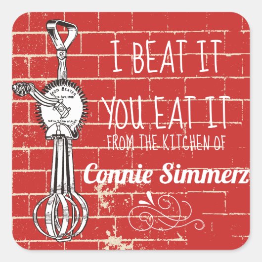 Sticker Carré brique beater d'oeuf de la cuisine de l'autocollan (Devant)