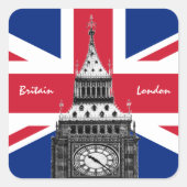Sticker Carré British Flag & Big Ben - Londres, Royaume-Uni /fan (Devant)