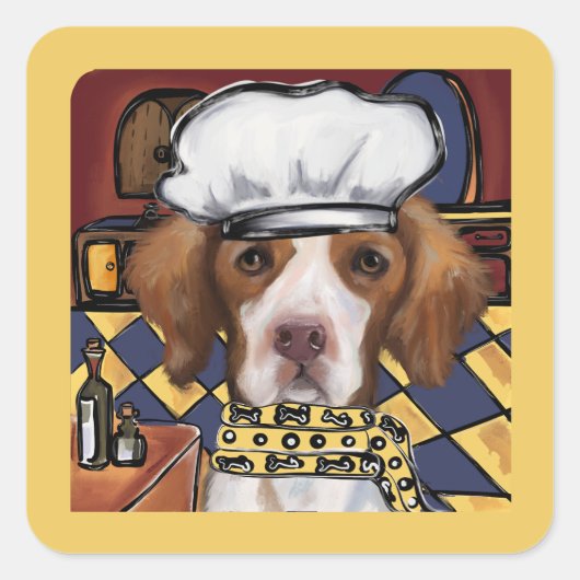 Sticker Carré Brittany   Spaniel           (Devant)