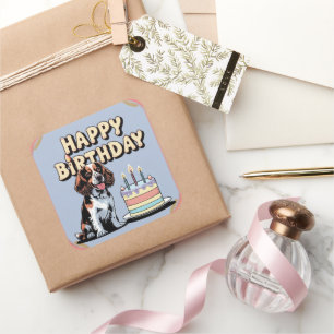 Sticker Carré Brittany Spaniel Chien coloré