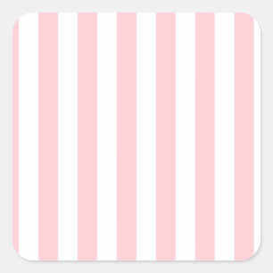 Sticker Carré Broad Stripes - Blanc et Rose