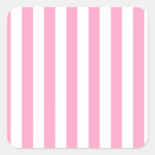 Sticker Carré Broad Stripes - blanc et rose carnation (Devant)