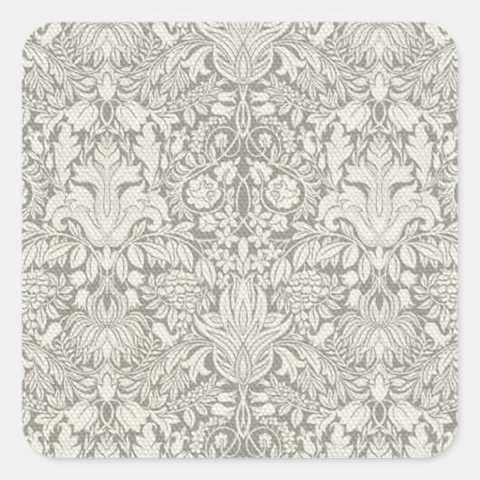 Sticker Carré brocade en dentelle blanche élégante (Devant)