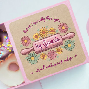 Sticker Carré Broche à rouleaux à fleurs cuite par VOUS Balises