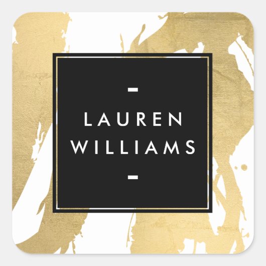 Sticker Carré Brochures Abstraites Faux Gold en blanc (Devant)