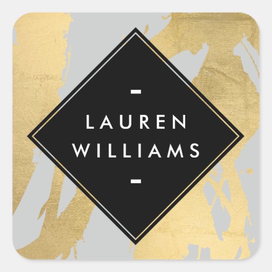 Sticker Carré Brochures Edgy Faux Gold sur Grey (Devant)