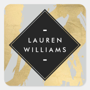 Sticker Carré Brochures Edgy Faux Gold sur Grey
