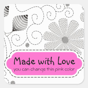 Sticker Carré Broderie de couleur personnalisée coutures fleurs