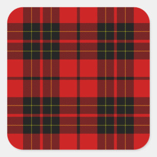 Sticker Carré Brodie clan tartan rouge noir plaid