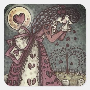 STICKER CARRÉ BROKEN HEARDISE WEEPING VALENTINE, CEMETERY GOTH