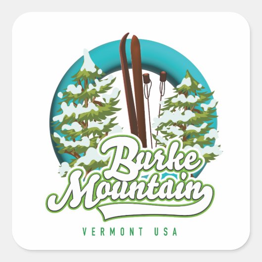 Sticker Carré Bromley Mountain Pérou Vermont US Logo du ski Carr (Devant)