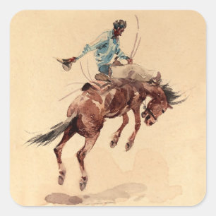 Sticker Carré Bronc Rider 2 par Edward Borein