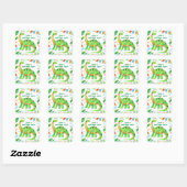 Sticker Carré Brontosaurus Dinosaur Double Celebration Boys (Feuille)