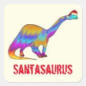 Sticker Carré Brontosaurus Père Noël Rainbow Dinosaur drôle Slog (Devant)