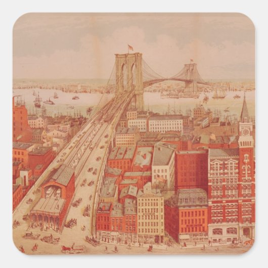 Sticker Carré Brooklyn Bridge, c.1883 (Devant)
