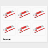 Sticker Carré Brosse À Dents Et Presse-Dents (Feuille)