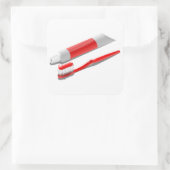 Sticker Carré Brosse À Dents Et Presse-Dents (Sac)