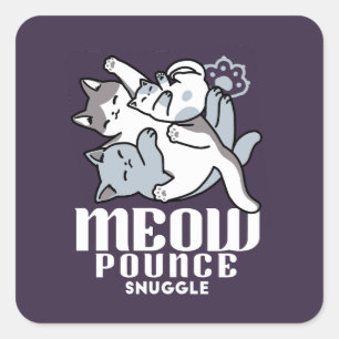 Sticker Carré Brosse à lait - Chats à couchage mignon