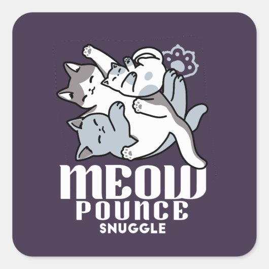 Sticker Carré Brosse à lait - Chats à couchage mignon (Devant)