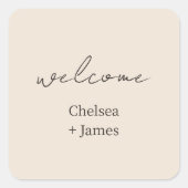 Sticker Carré Brosse | Mariage d'accueil de script chic (Devant)