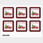 Sticker Carré Brosse Script Camion Noël Rouge Plaid L (Feuille)