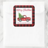 Sticker Carré Brosse Script Camion Noël Rouge Plaid L (Sac)