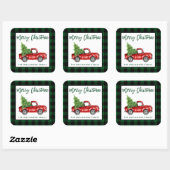 Sticker Carré Brosse Script Camion Noël Vert Plaid L (Feuille)
